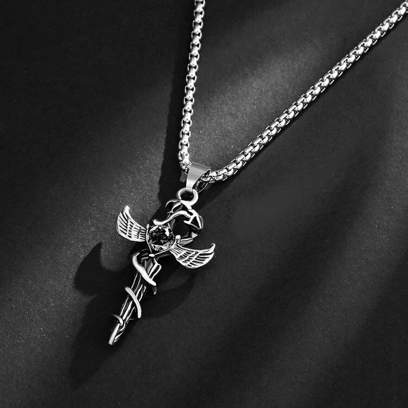 Wholesale Vintage Titanium Snake Gemstone Pendant Necklace